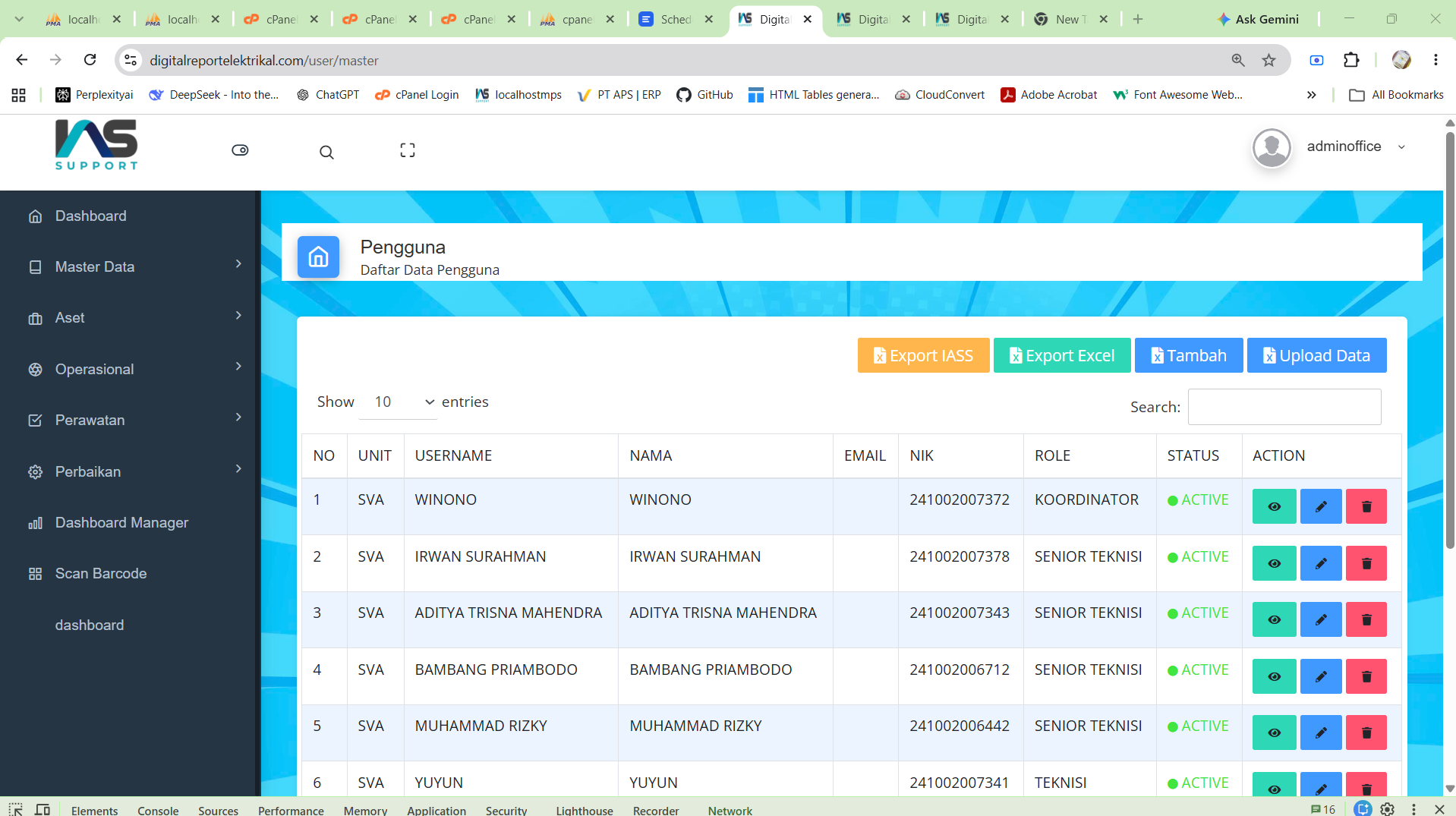 bukti sc export excel di dalam website mps 