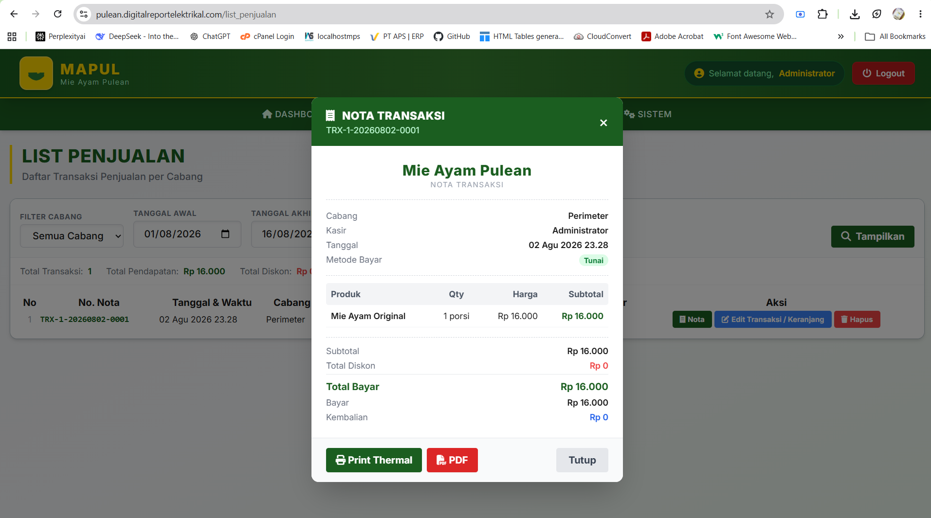 penjualan transaksi
